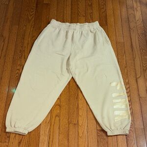 PINK Victoria's Secret Cream Logo Jogger Sweatpants